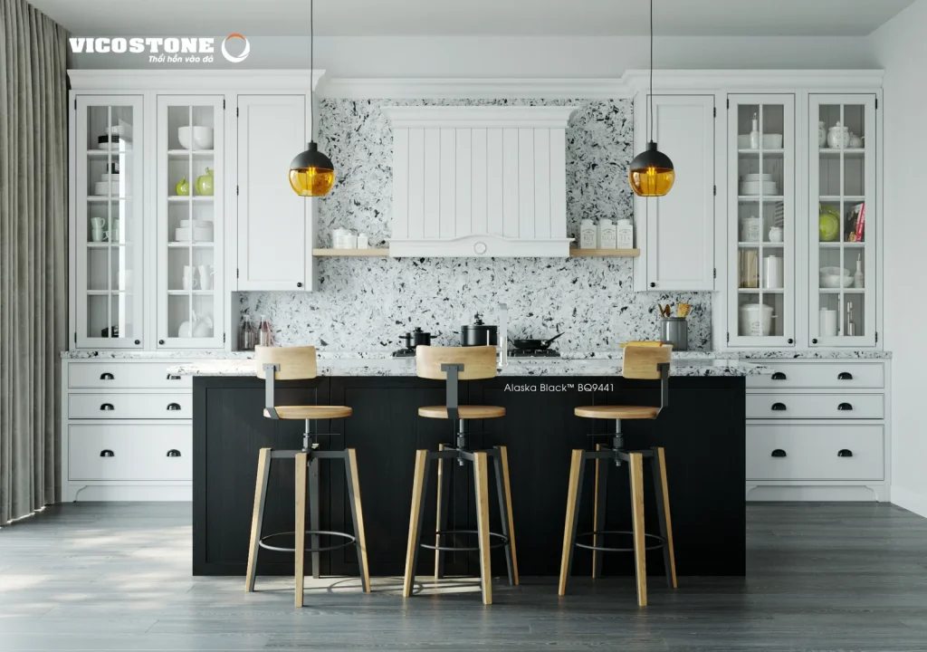 Bề mặt Alaska Black BQ9441 trong không gian minh họa