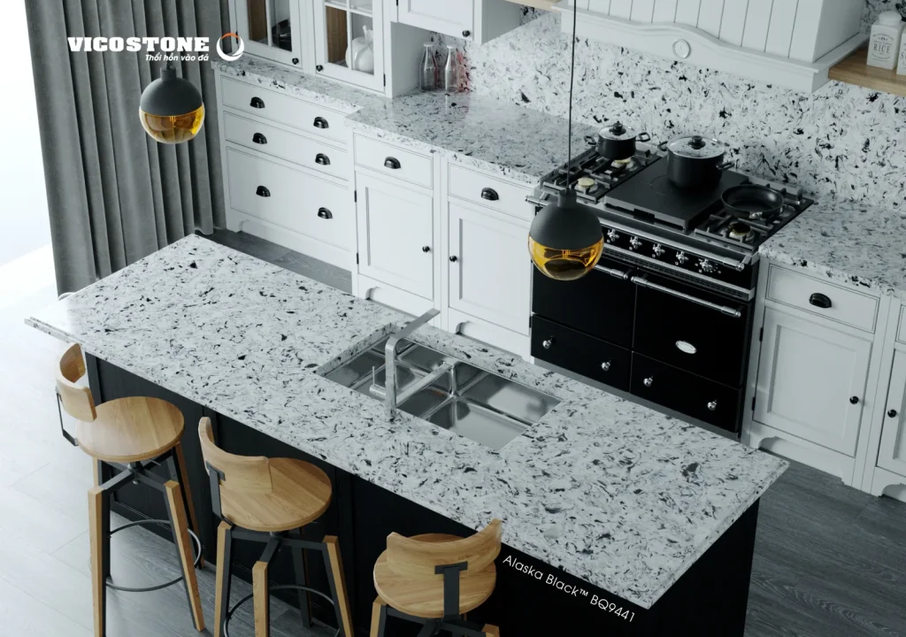 Bề mặt Alaska Black BQ9441 trong không gian minh họa