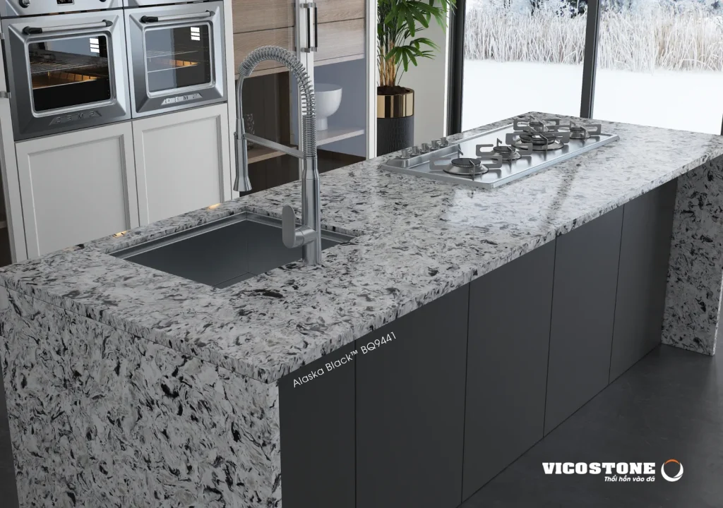 Bề mặt Alaska Black BQ9441 trong không gian minh họa