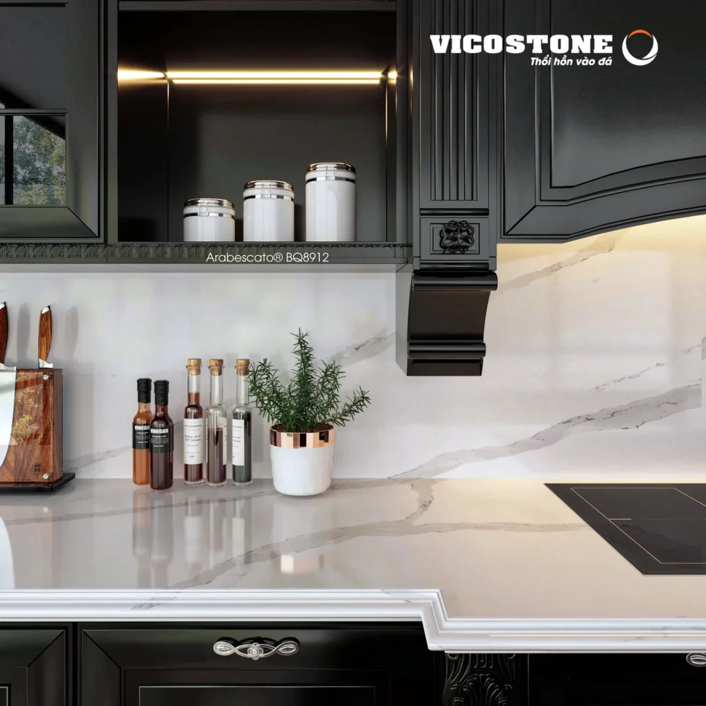 Bề mặt Arabescato BQ8912 trong không gian minh họa
