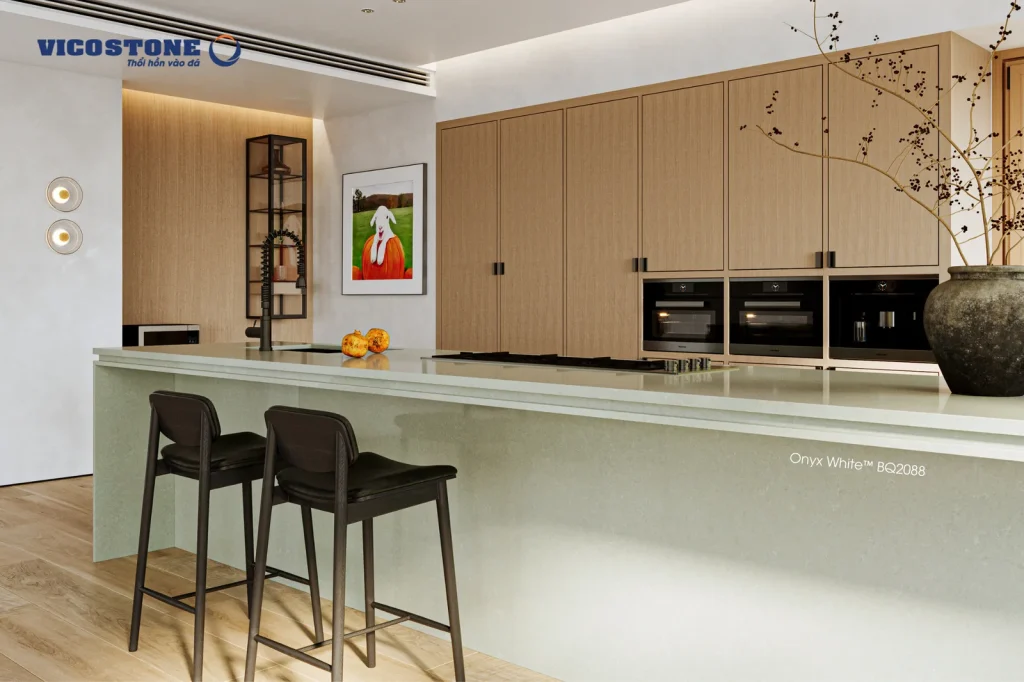 Bề mặt Onyx White BQ2088 trong không gian minh họa