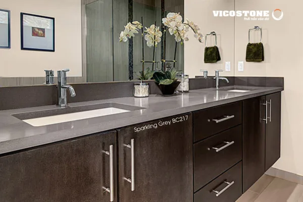Bề mặt Sparkling Grey BC217 trong không gian minh họa