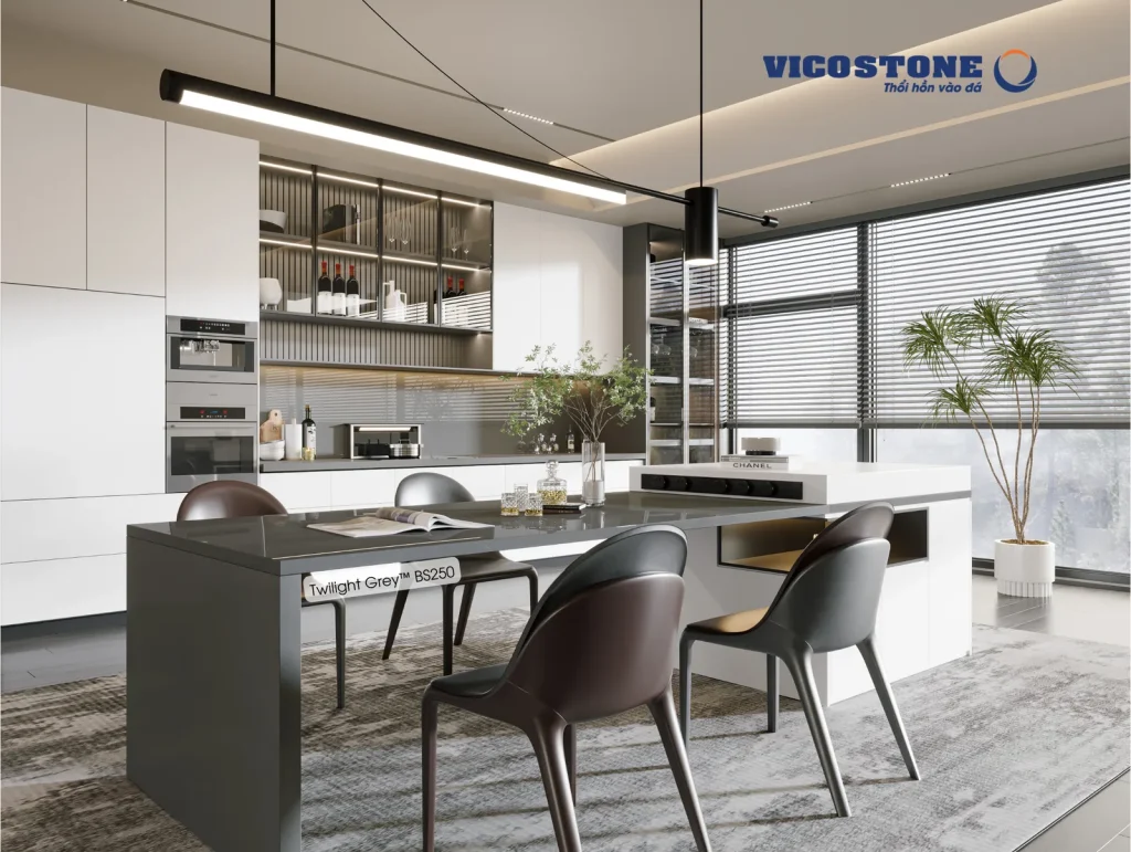 Bề mặt Twilight Grey BS250 trong không gian minh họa